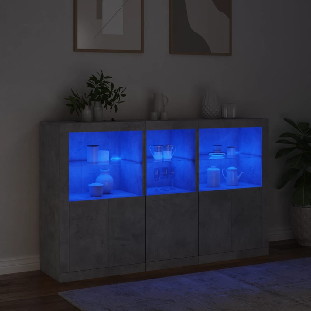 Credenza con Luci LED Grigio Cemento 162x37x100 cm - homemem39