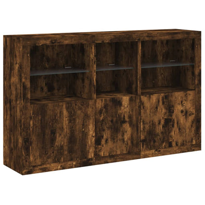 Credenza con Luci LED Rovere Fumo 162x37x100 cm - homemem39