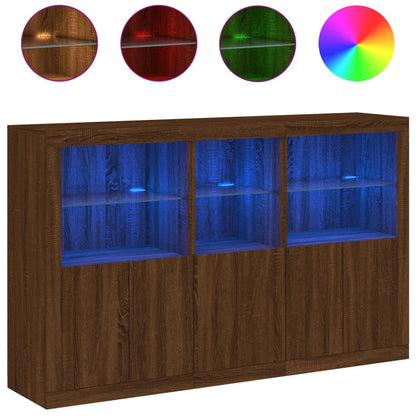 Credenza con Luci LED Rovere Marrone 162x37x100 cm - homemem39