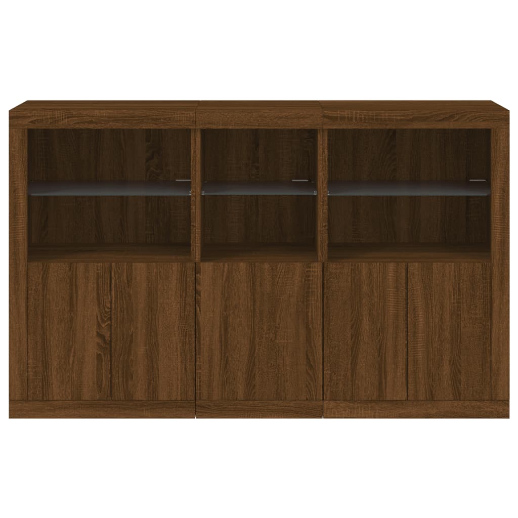 Credenza con Luci LED Rovere Marrone 162x37x100 cm - homemem39