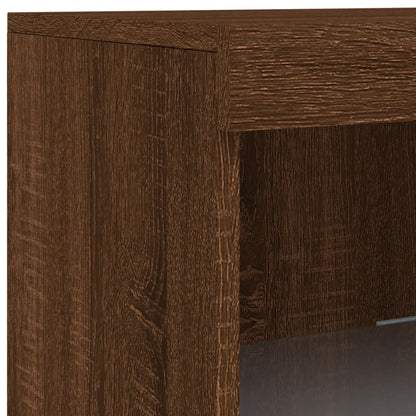 Credenza con Luci LED Rovere Marrone 162x37x100 cm - homemem39