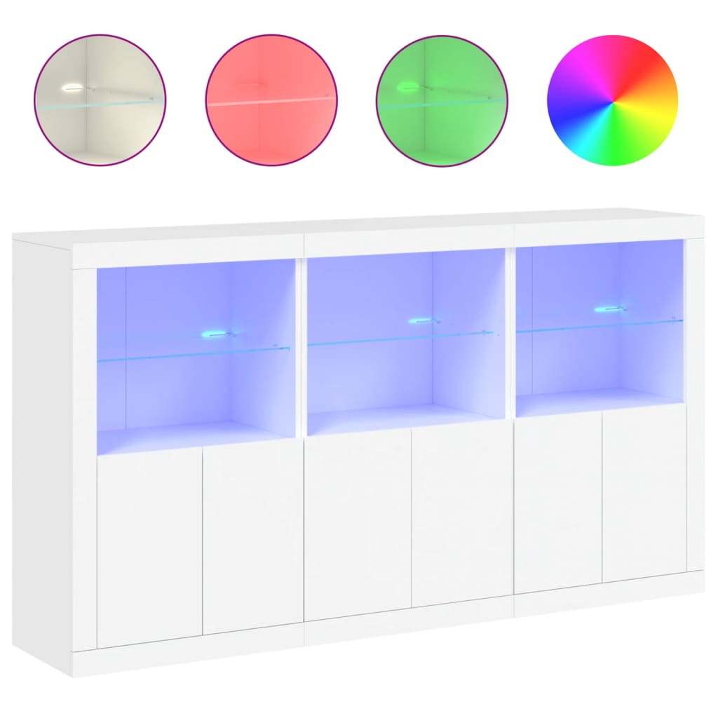 Credenza con Luci LED Bianca 181,5x37x100 cm - homemem39