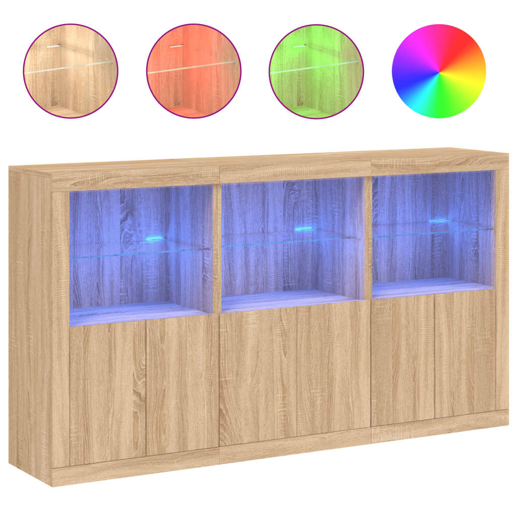 Credenza con Luci LED Rovere Sonoma 181,5x37x100 cm - homemem39