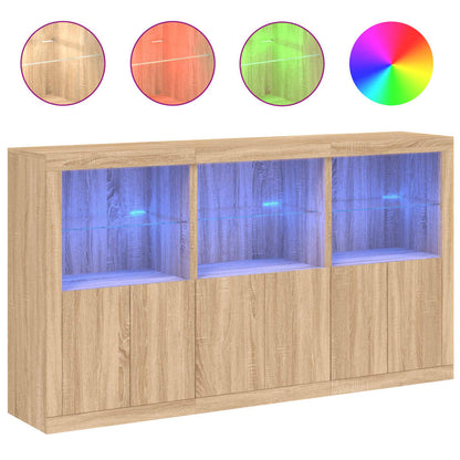 Credenza con Luci LED Rovere Sonoma 181,5x37x100 cm - homemem39