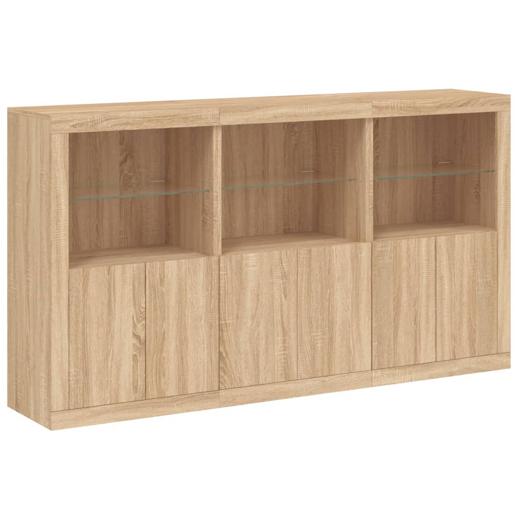 Credenza con Luci LED Rovere Sonoma 181,5x37x100 cm - homemem39