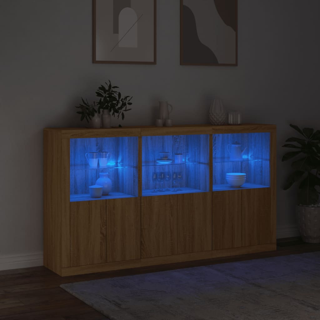 Credenza con Luci LED Rovere Sonoma 181,5x37x100 cm - homemem39