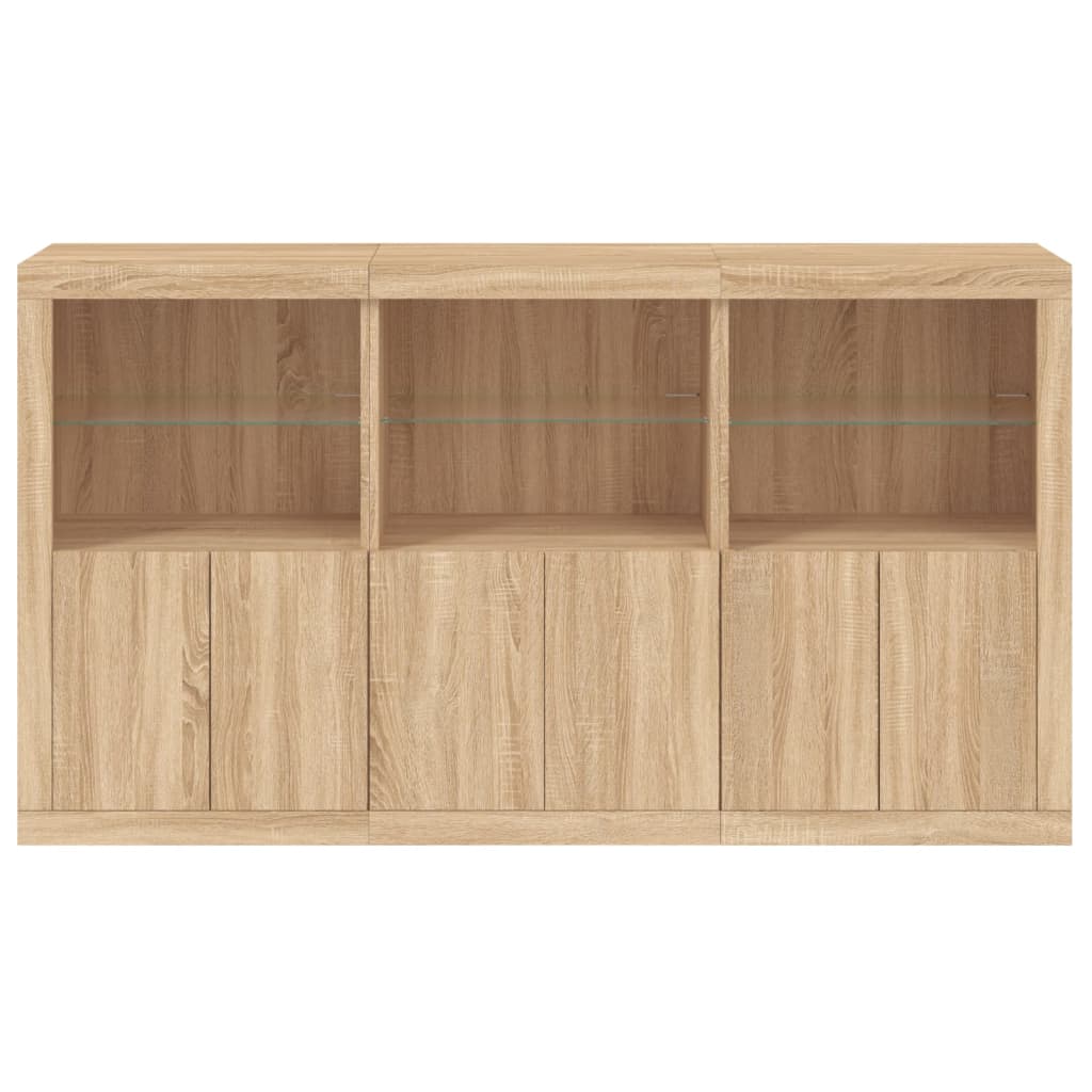Credenza con Luci LED Rovere Sonoma 181,5x37x100 cm - homemem39