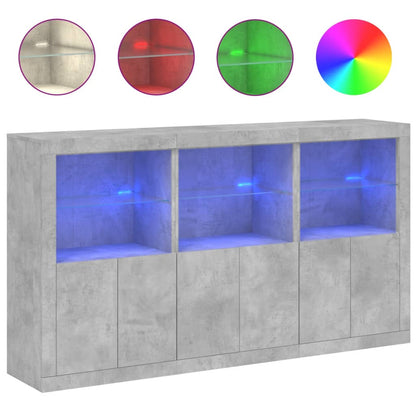 Sideboard mit zementgrauen LED-Leuchten 181,5 x 37 x 100 cm