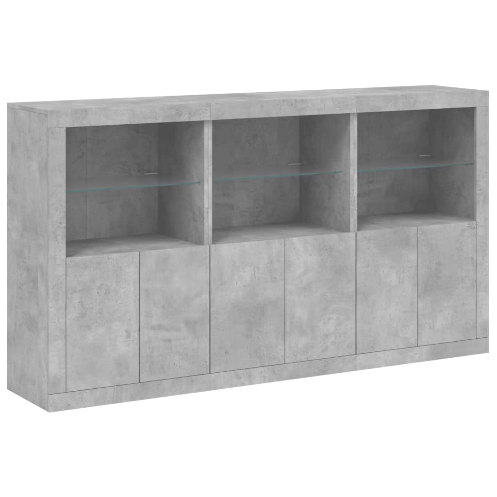 Sideboard mit zementgrauen LED-Leuchten 181,5 x 37 x 100 cm