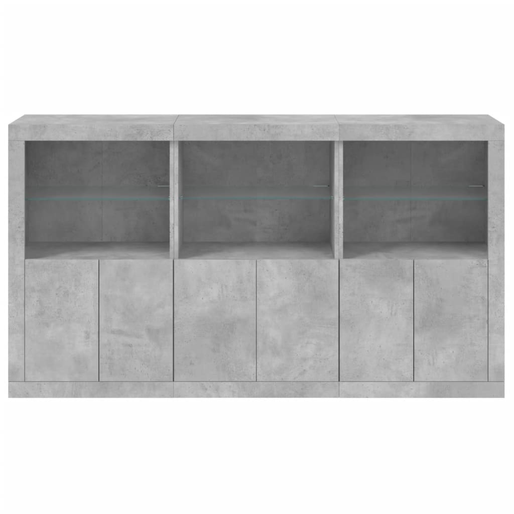 Credenza con Luci LED Grigio Cemento 181,5x37x100 cm - homemem39