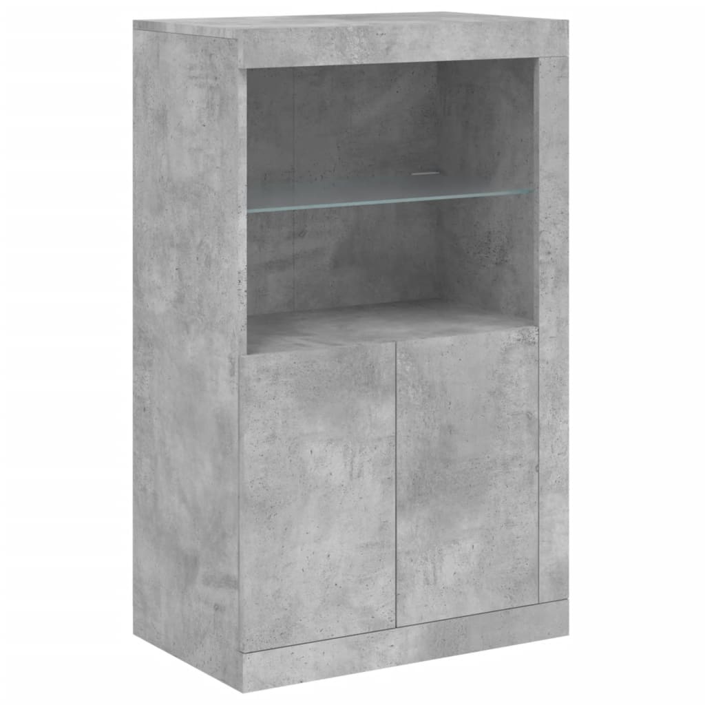 Credenza con Luci LED Grigio Cemento 181,5x37x100 cm - homemem39