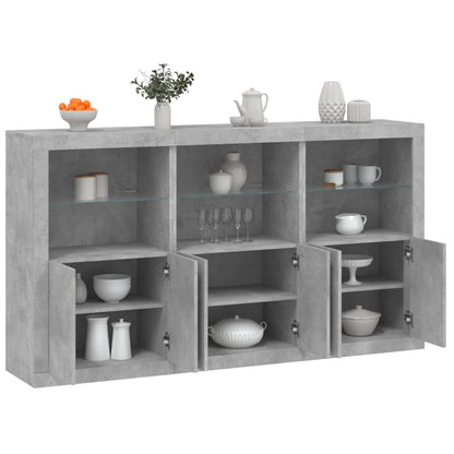 Sideboard mit zementgrauen LED-Leuchten 181,5 x 37 x 100 cm