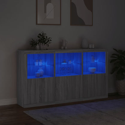 Credenza con Luci LED Grigio Sonoma 181,5x37x100 cm