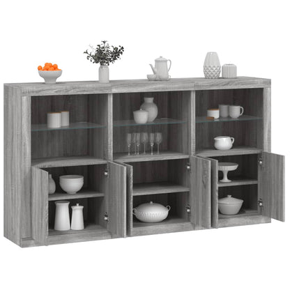 Credenza con Luci LED Grigio Sonoma 181,5x37x100 cm