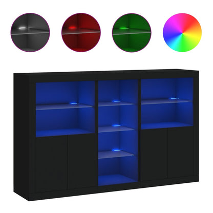 Credenza con Luci LED Nera 162x37x100 cm - homemem39