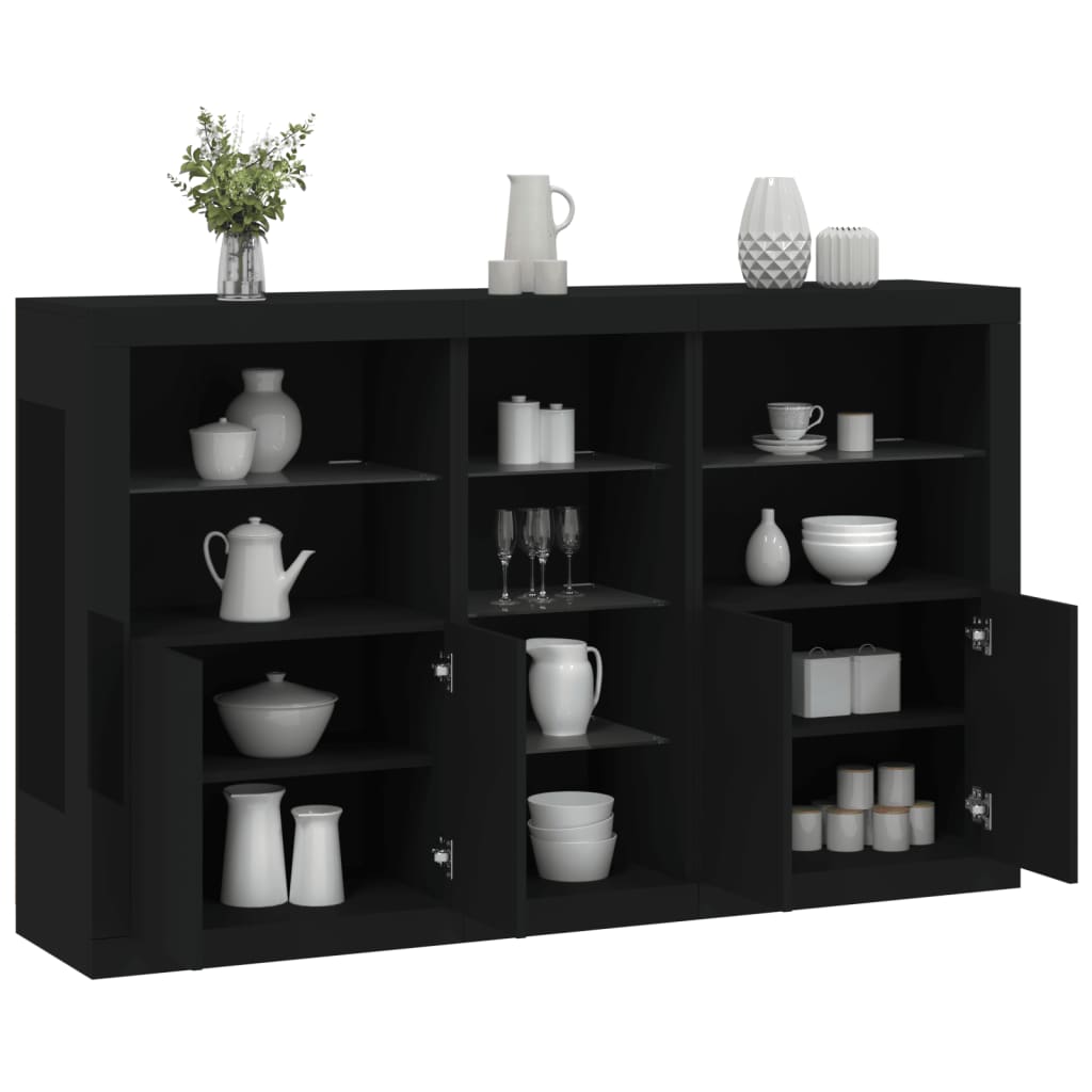 Credenza con Luci LED Nera 162x37x100 cm - homemem39