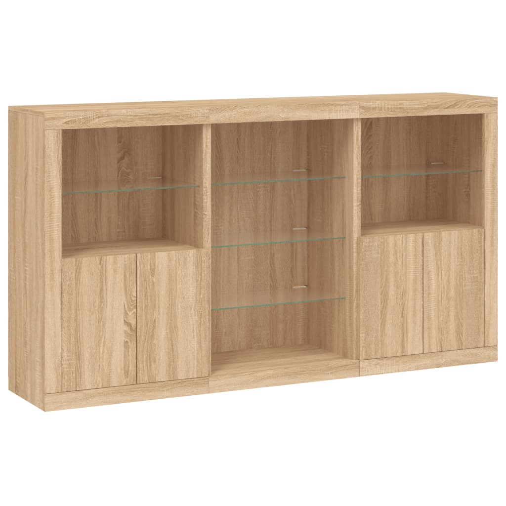 Credenza con Luci LED Rovere Sonoma 181,5x37x100 cm