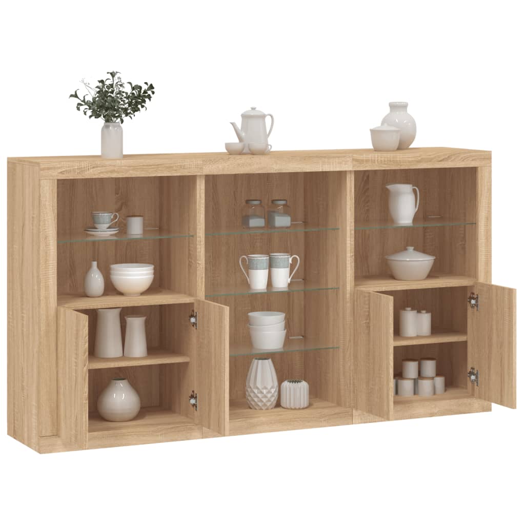 Credenza con Luci LED Rovere Sonoma 181,5x37x100 cm - homemem39