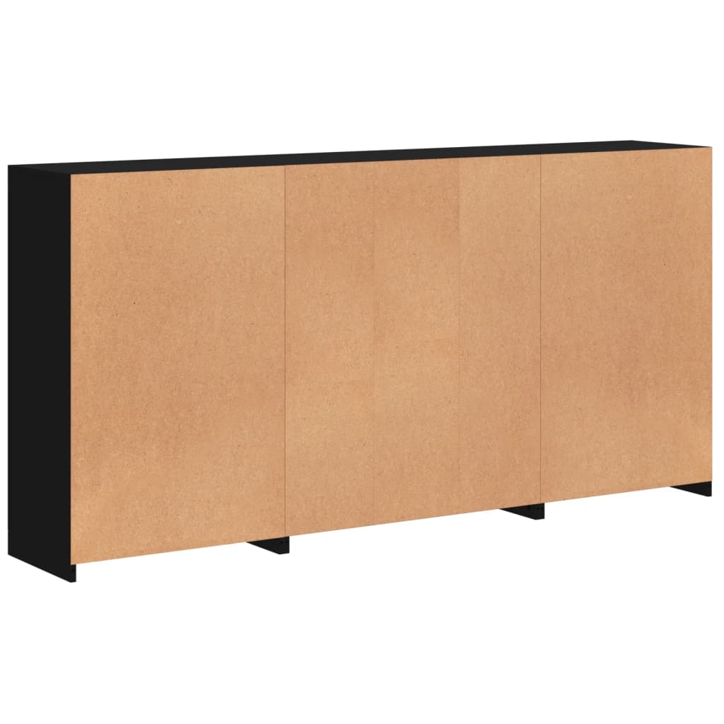 Sideboard mit LED-Leuchten Schwarz 202x37x100 cm