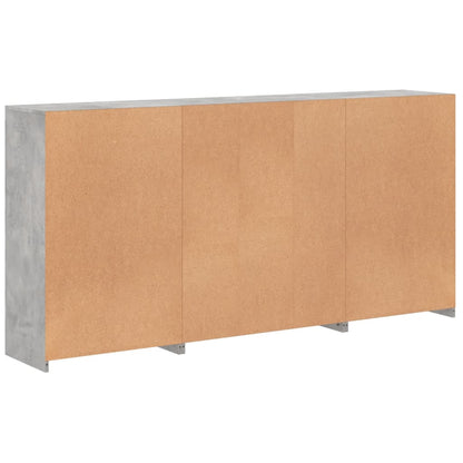 Credenza con Luci LED Grigio Cemento 202x37x100 cm