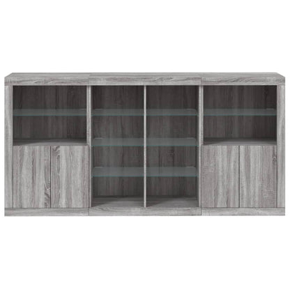 Credenza con Luci LED Grigio Sonoma 202x37x100 cm