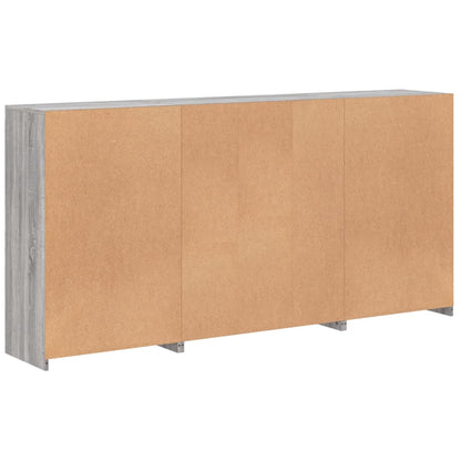 Credenza con Luci LED Grigio Sonoma 202x37x100 cm
