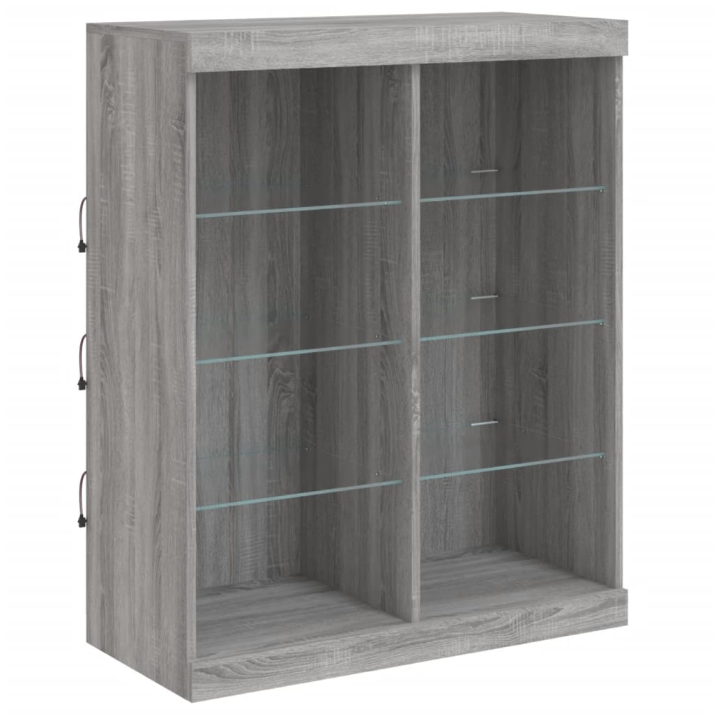 Credenza con Luci LED Grigio Sonoma 202x37x100 cm