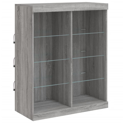 Credenza con Luci LED Grigio Sonoma 202x37x100 cm