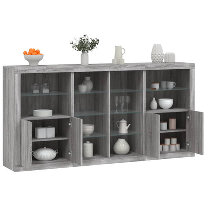 Credenza con Luci LED Grigio Sonoma 202x37x100 cm