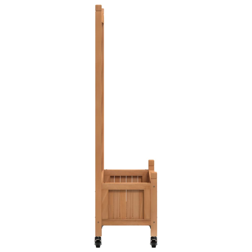 Fioriera con Traliccio e Ruote Marrone Legno Massello di Abete - homemem39