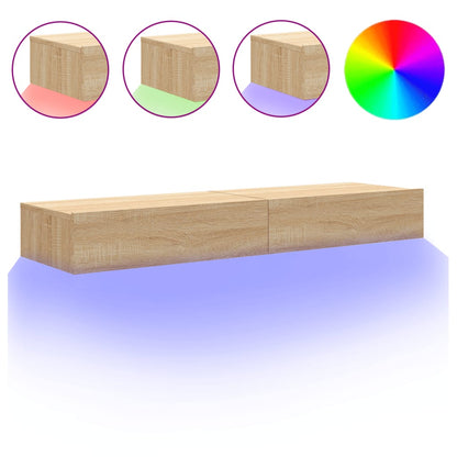 Mobili Porta TV con Luci LED 2pz Rovere Sonoma 60x35x15,5 cm