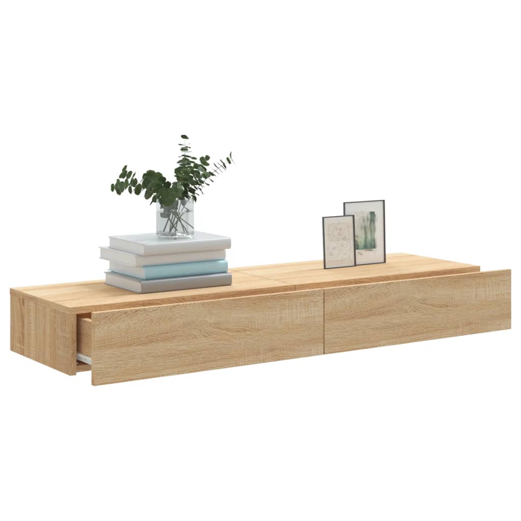 Mobili Porta TV con Luci LED 2pz Rovere Sonoma 60x35x15,5 cm