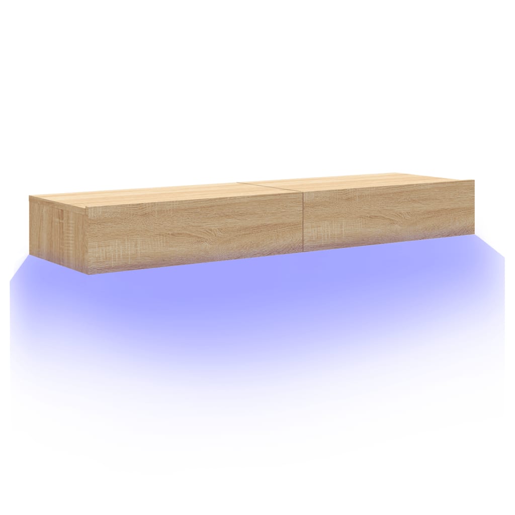 Mobili Porta TV con Luci LED 2pz Rovere Sonoma 60x35x15,5 cm