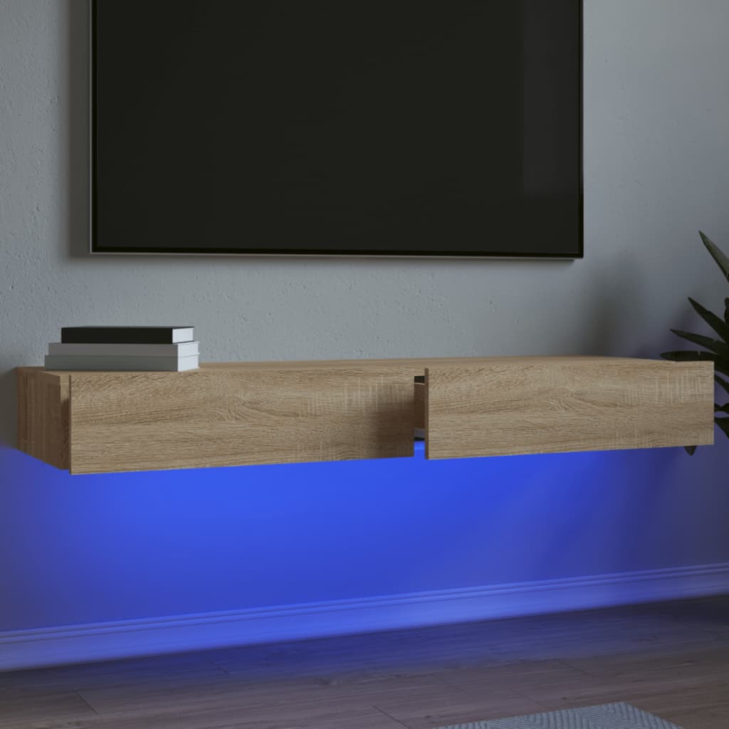Mobili Porta TV con Luci LED 2pz Rovere Sonoma 60x35x15,5 cm