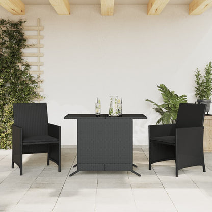 Set da Bistrò 3 pz con Cuscini Nero in Polyrattan - homemem39