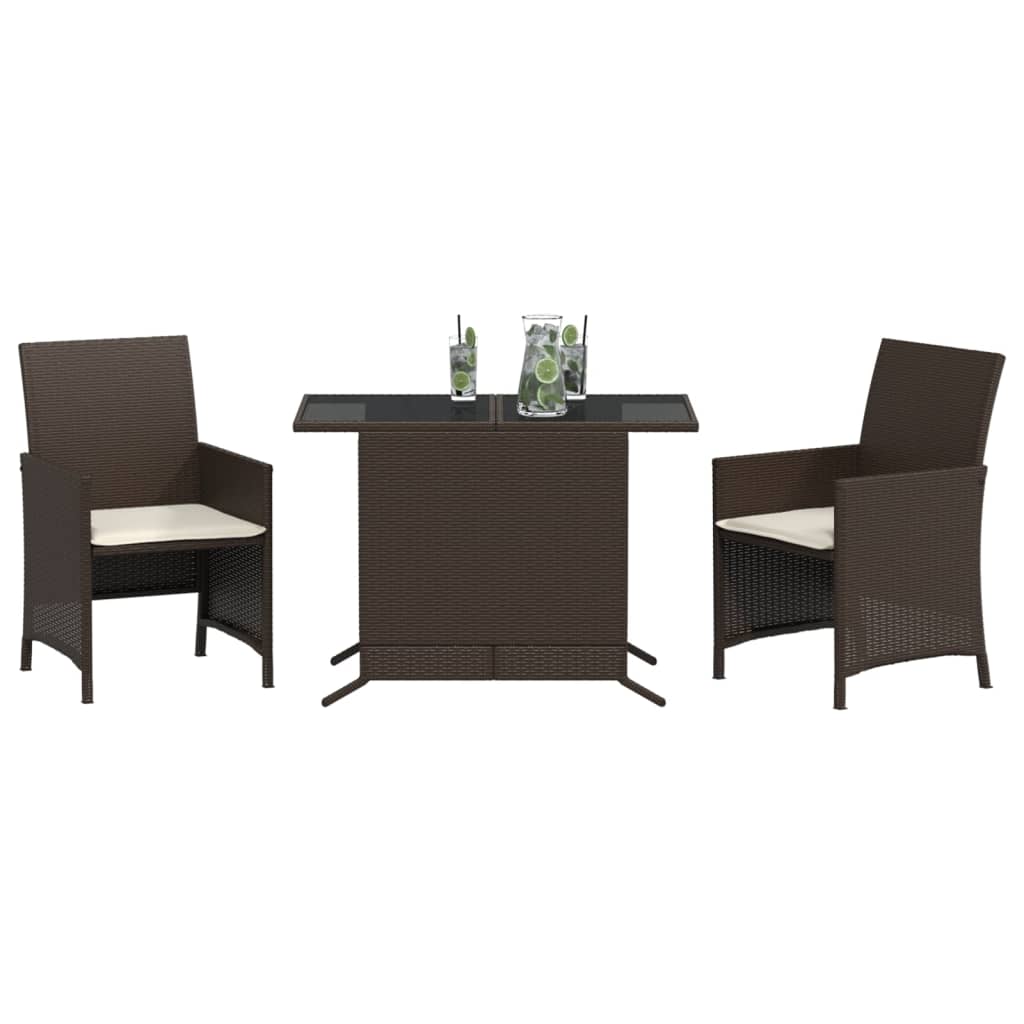 Set Bistrò 3 pz con Cuscini Marrone in Polyrattan - homemem39