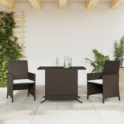 Set Bistrò 3 pz con Cuscini Marrone in Polyrattan - homemem39