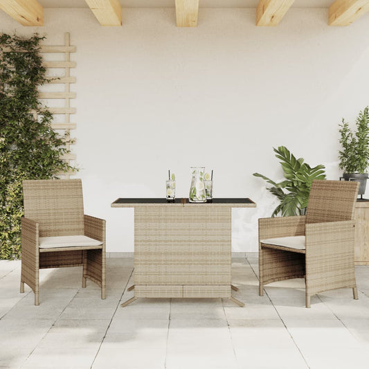 Set da Bistrò 3 pz con Cuscini Beige in Polyrattan - homemem39