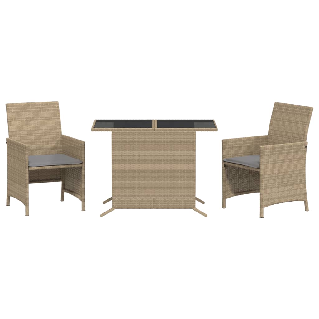 Set da Bistrò 3 pz con Cuscini Beige Misto in Polyrattan | homemem39