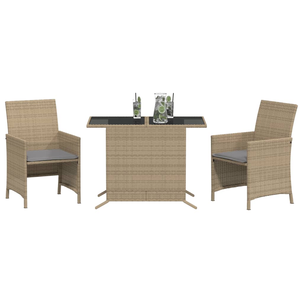 Set da Bistrò 3 pz con Cuscini Beige Misto in Polyrattan | homemem39