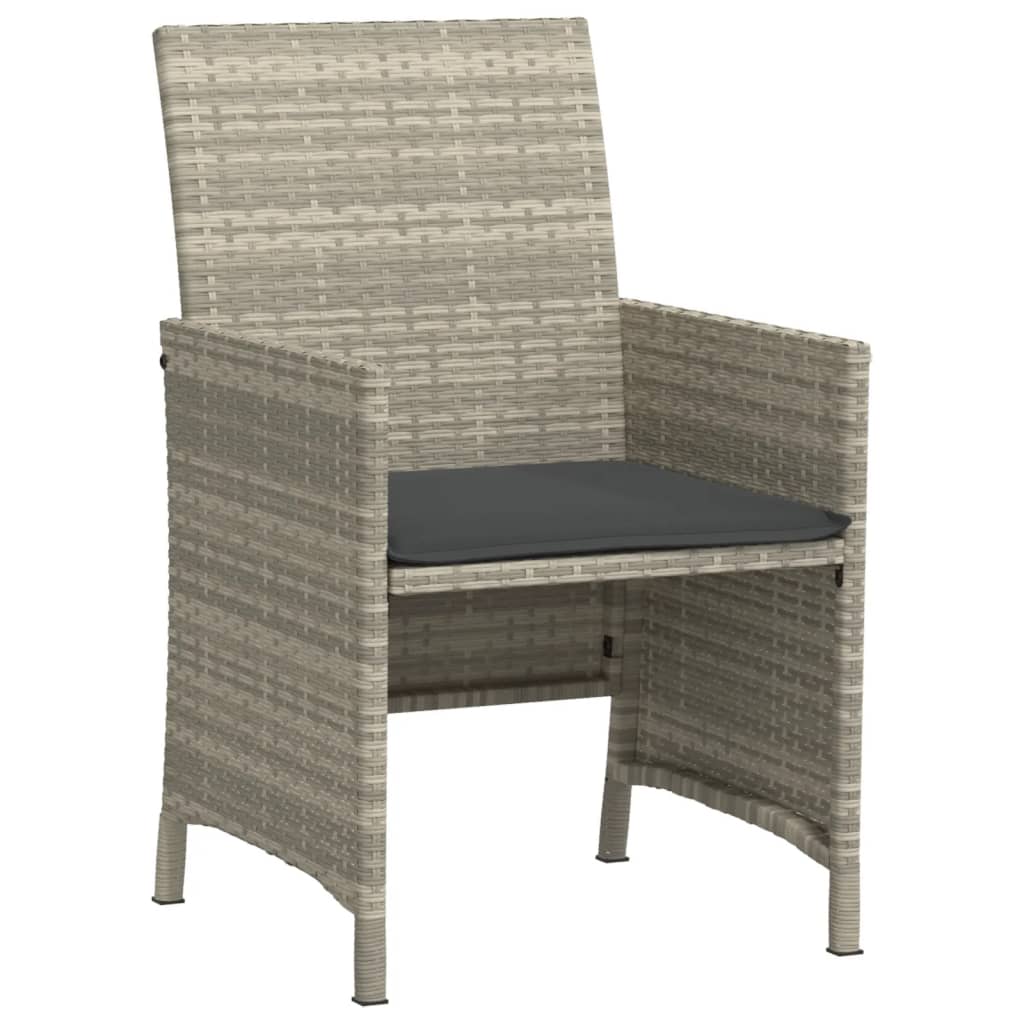 Set da Bistrò 3 pz con Cuscini Grigio Chiaro in Polyrattan - homemem39