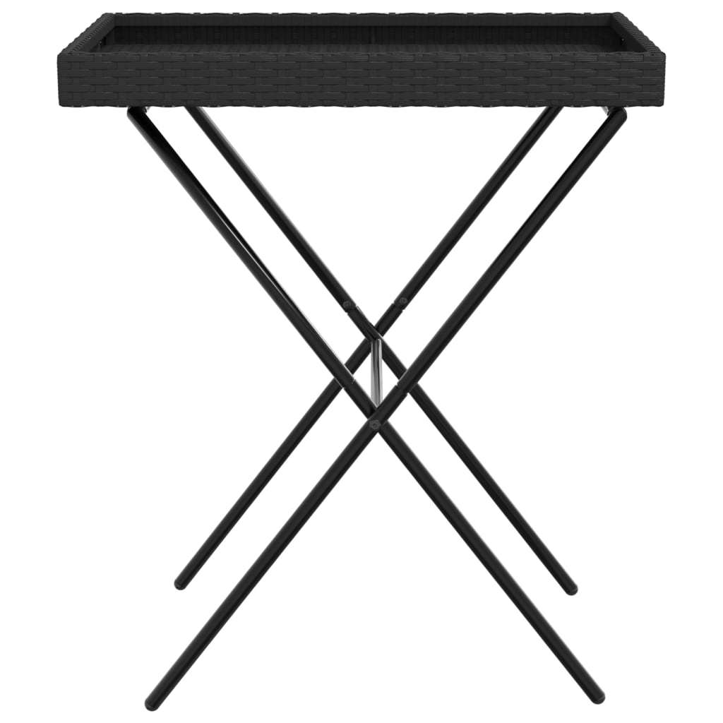 Black Folding Tray Table 65x40x75 cm in Polyrattan