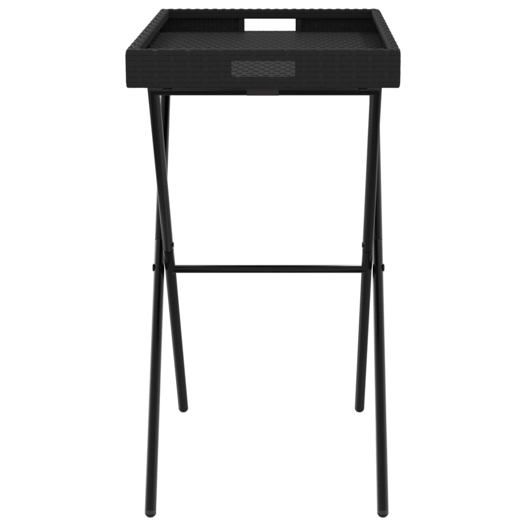 Black Folding Tray Table 65x40x75 cm in Polyrattan