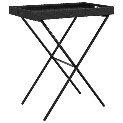 Black Folding Tray Table 65x40x75 cm in Polyrattan