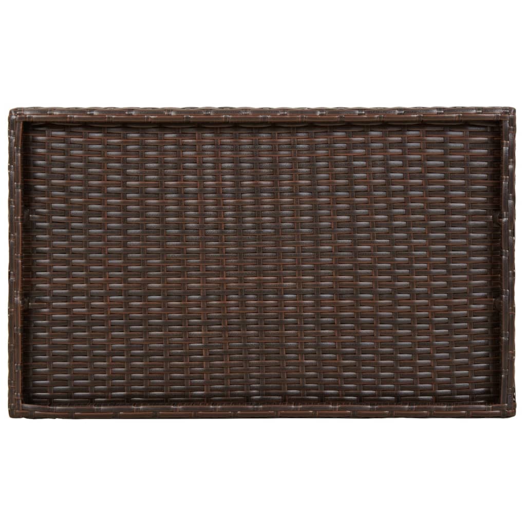 Tavolino Vassoio Pieghevole Marrone 65x40x75 cm in Polyrattan