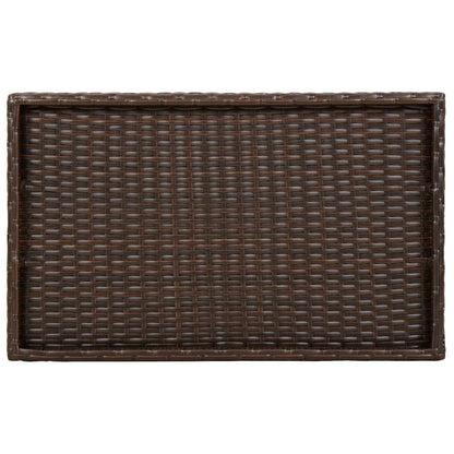 Tavolino Vassoio Pieghevole Marrone 65x40x75 cm in Polyrattan