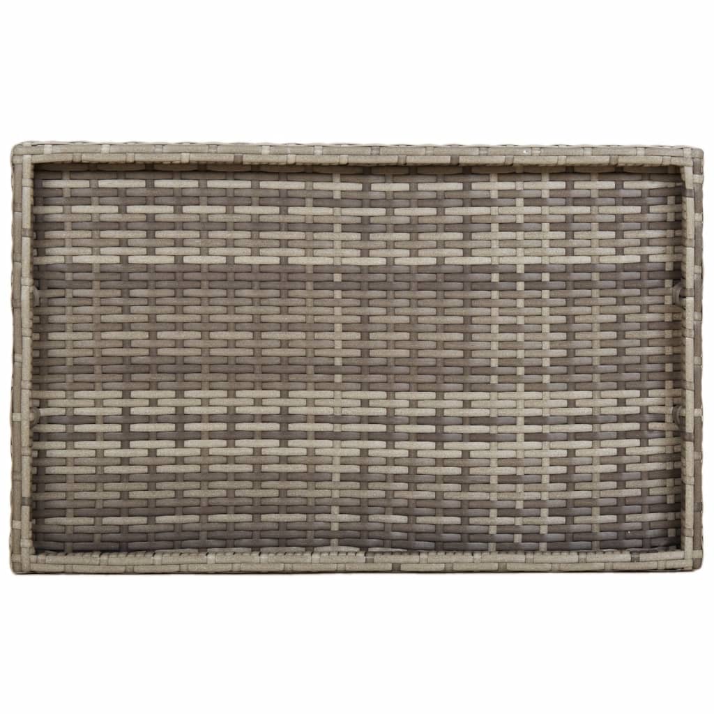 Tavolino Vassoio Pieghevole Grigio 65x40x75 cm in Polyrattan