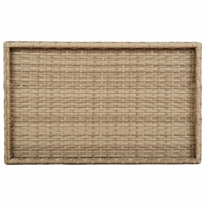 Tavolino Vassoio Pieghevole Beige 65x40x75 cm in Polyrattan