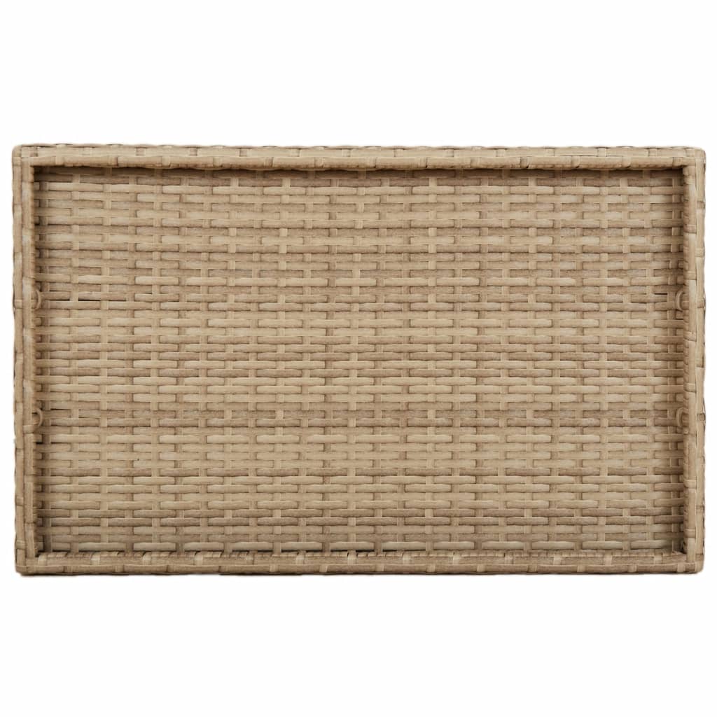 Tavolino Vassoio Pieghevole Beige 65x40x75 cm in Polyrattan