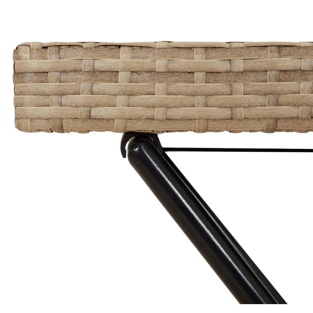 Tavolino Vassoio Pieghevole Beige 65x40x75 cm in Polyrattan
